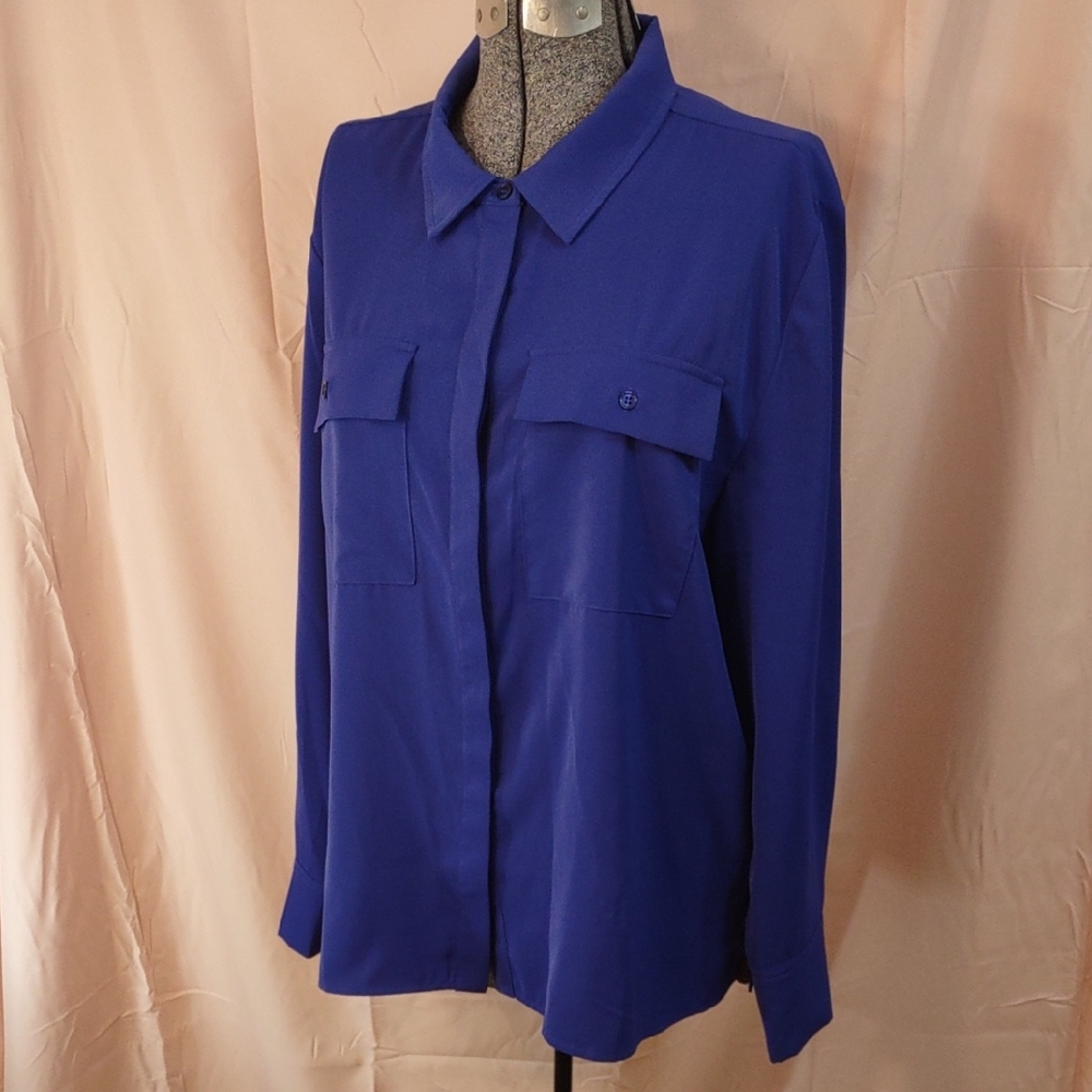 SCOOP Women's Royal Blue Long Sleeve Blouse